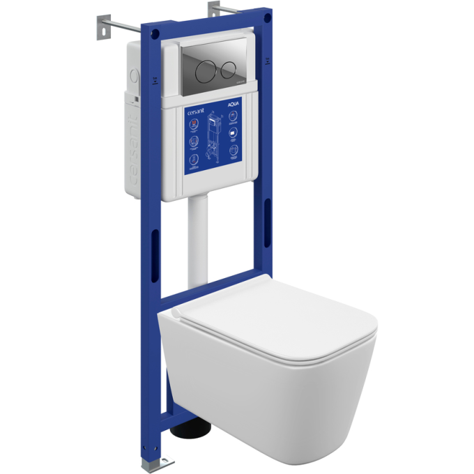 Комплект CERSANIT CREA VORTEX DPL EO инсталляция AQUA 40 SMART M кнопка TWINS пластик хром глянцевый 69475